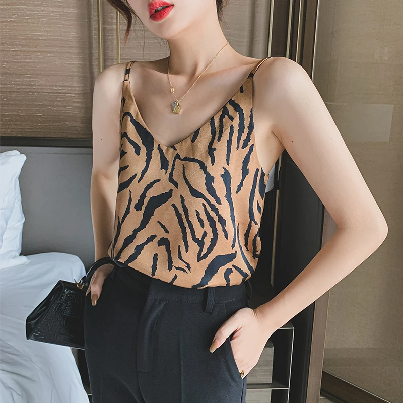 

Женская майка на бретелях-спагетти, с принтом зебры