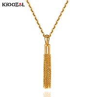 kioozol punk long tassel pendant rose gold silver color necklace for women fashion party accessories 815 ko2