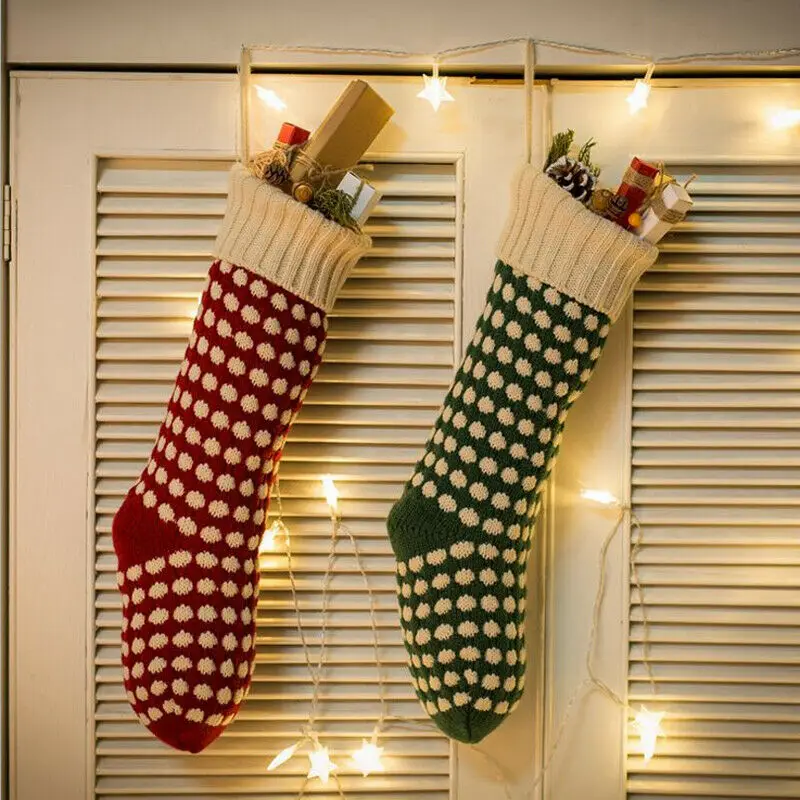 2020 New Festive or Party Supplies Christmas Holiday Knitted Stocking Hanging Crochet Stock Tree Ornament Decor | Дом и сад