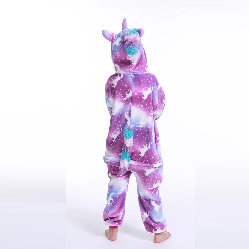 Детские пижамы кигуруми в виде единорога зимняя Пижама комбинезон для мальчиков