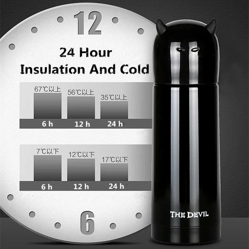 

Devil Angel Thermos For Tea Stainless Steel Insulated Water Bottle Vacuum Flask Hot Water Thermal Travel Coffee Mug Cup Gift