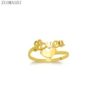Кольцо с надписью Loveu, кольцо с именем и сердцем, романтический подарок, изящное кольцо из нержавеющей стали, подарок любимой девушке, 2020