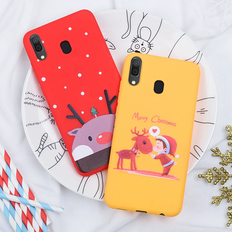 Рождественский подарок чехол для телефона samsung A50 A30 A70 мультфильм Санта Клаус Лось Мягкий Силиконовый ТПУ для A10 A20 A40 A7 A750