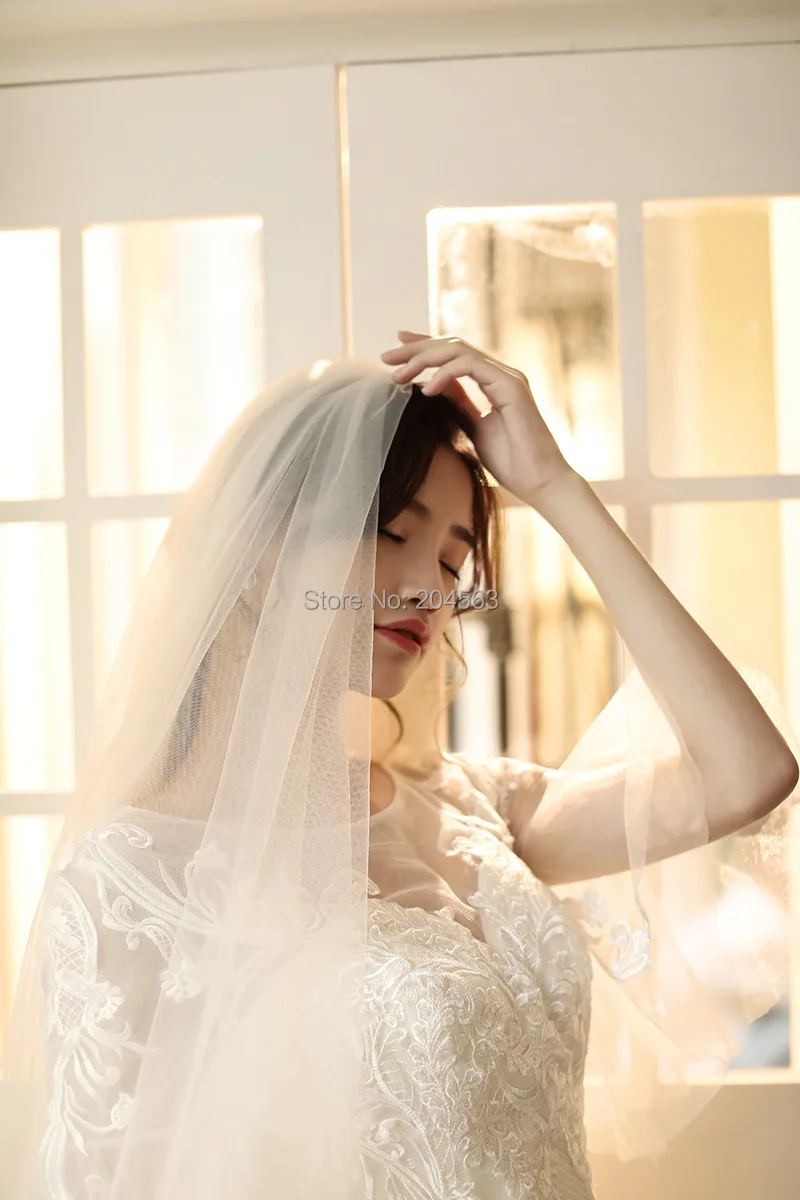 New Arrive Romantic Two Layer Wedding Veil Stunning Long Champagne Embroidery Bridal Veils with Comb AX2020 | Свадьбы и торжества