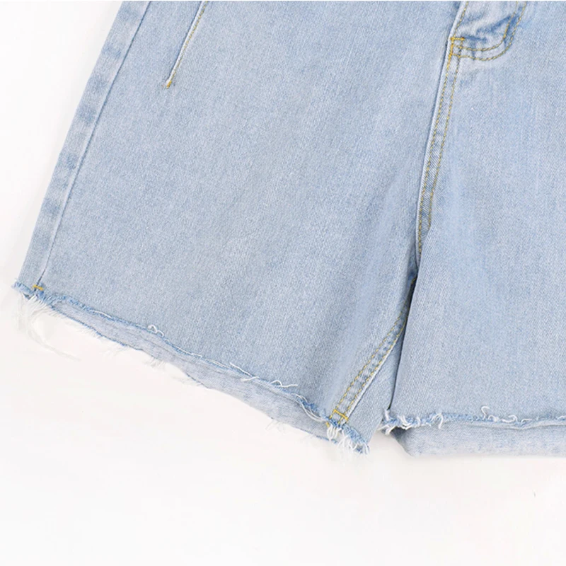 

High Waist Wide Leg Denim Shorts For Women 2021 New Summer Blue Or Black Jean Buttons Half Casual Bermuda Shorts For Women