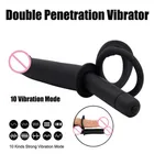 Двойное проникновение вибратор секс-игрушки Пенис Вибратор Strapon, ремешок на пенис Анальная пробка вибратор для мужчин, взрослые секс-игрушки