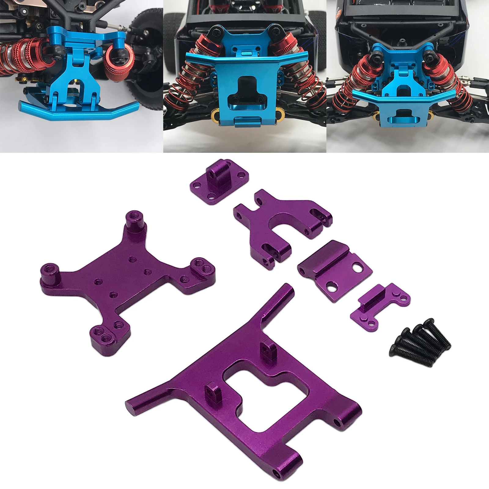 

Metal Front Guard Bumper Shock Tower Kit for Wltoys 124018 1:12 Scale RC Car, Easy to Install