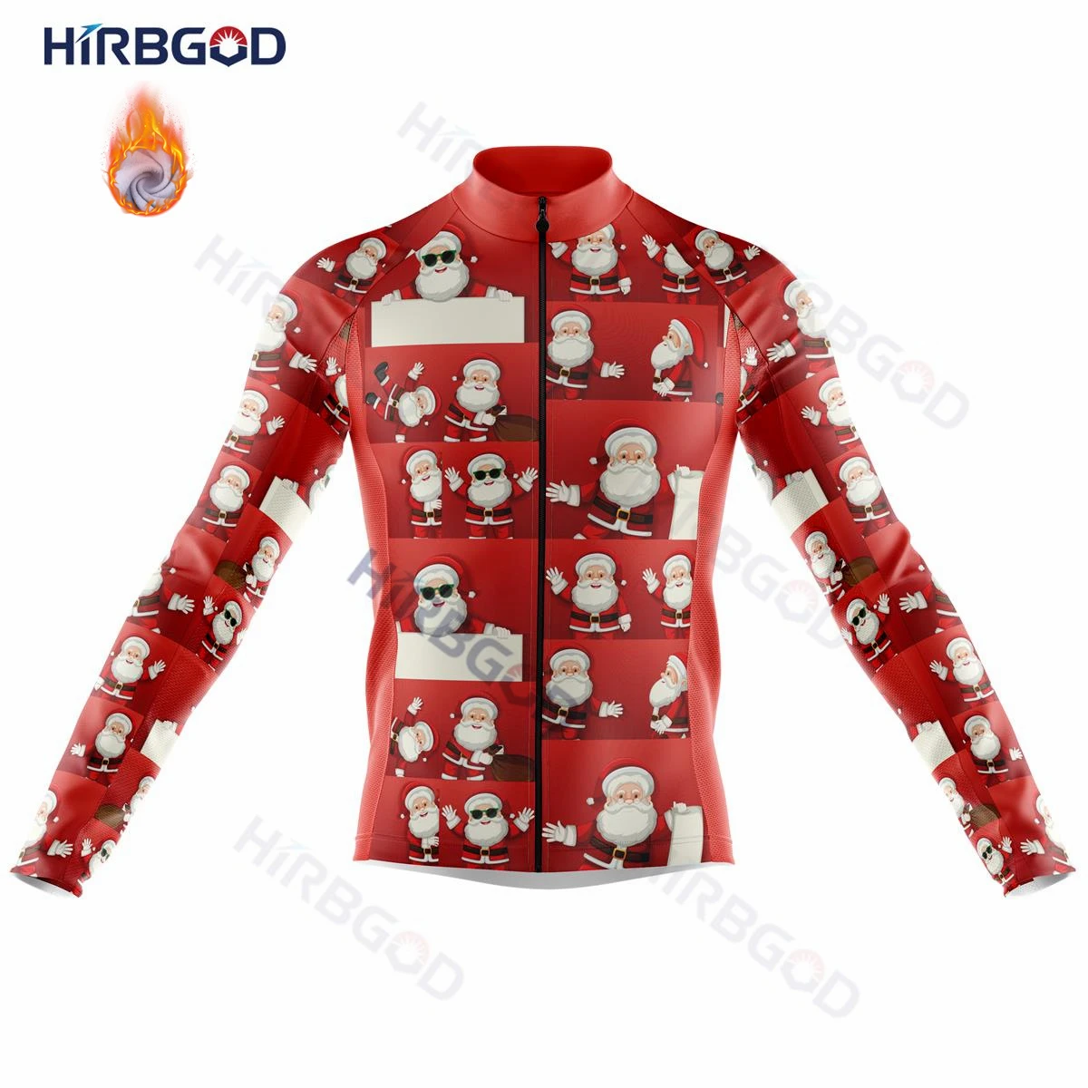 

HIRBGOD 2022 New Stitching Santa Men's Cycling Jerseys Winter Thermal Sports Wear Cycling Long Sleeve Outdoor Biking Clothes