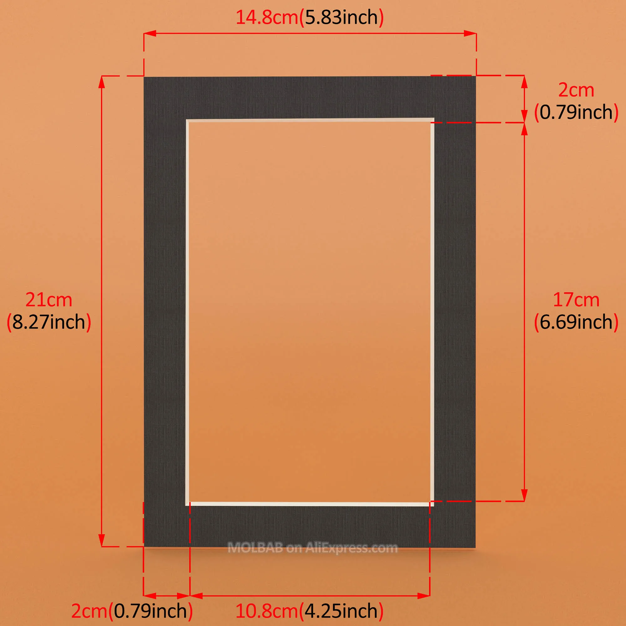 Black A5 Border 2cm Белые/черные фотоковрики прямоугольник А3/А4/А5 картон крепления текстурированная поверхность для картин рамки Декор паспарту 12 шт./лот - Цвет: Black A5 Border 2cm