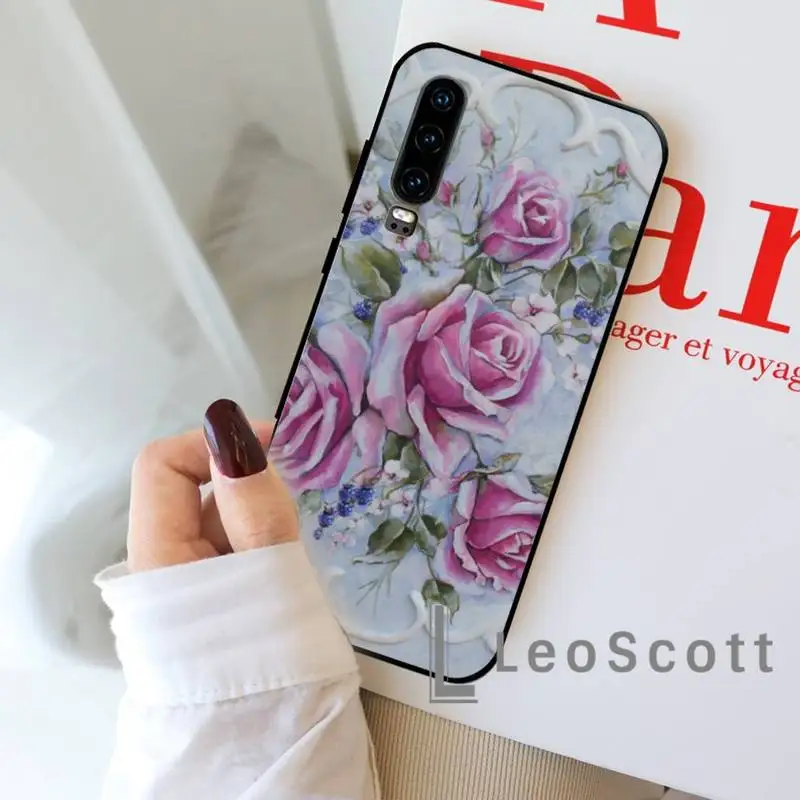 

Flower Emboss Phone Case For Huawei P 9 8 10 40 Mate 30 Honor 8 8A 20 20s 9x nova 6se 5t Y9s PSMART lite pro 2017