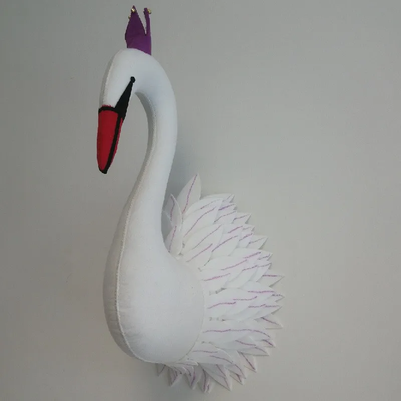 Swan 3 Животные, слон, олень, Зебра, кролик, голова тигра, настенное крепление, мягкие игрушки, декор для спальни, войлок, настенные подвесные куклы, реквизит для фотосессии - Цвет: Swan 3