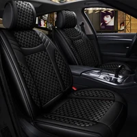 Leather+Flax 5-Seat SUV Car Seat Covers Full Set Interior Cushion Protector Accessories for Alfa Romeo Giulia Stelvio