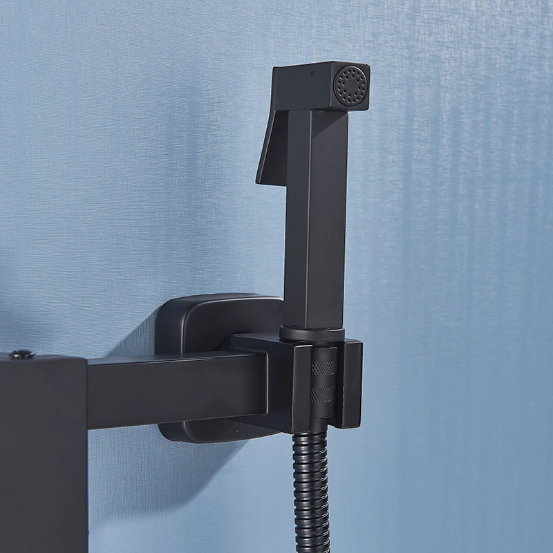 Матовые черные латунные Смесители для биде кран высокого давления душа