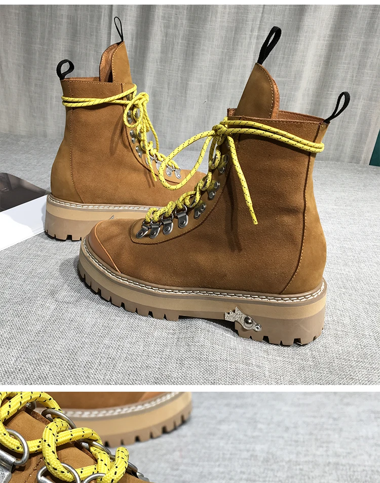Женские ботильоны на среднем каблуке; Botas Mujer; обувь на платформе со шнуровкой; женская кожаная удобная обувь; Zapatos De Mujer; sapato feminino