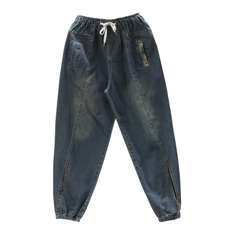 

New Arrival Spring Autumn Women vintage Jeans all-matched Casual Elastic Waist cotton Denim Harem Pants Loose Ladies Jeans S481