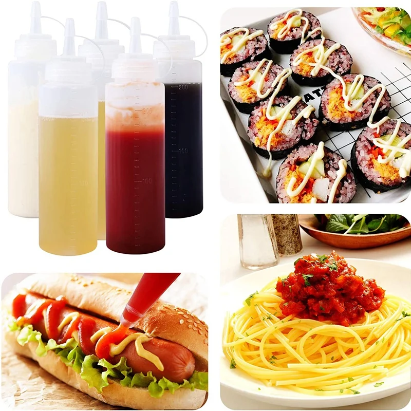 

15Pcs 240ML 8Oz Plastic Condiment Bottles, Plastic Bottles with Screw Cap,Sauce Squeeze Bottle,Squeeze Bottle