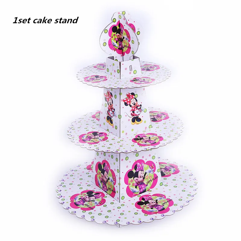 1set cake stand 20 шт./партия Минни тема Микки бумажные салфетки для вечеринки с днем рождения товары для вечеринок Минни бумажные полотенца для салфеток сувениры 33*33 см - Цвет: 1set cake stand