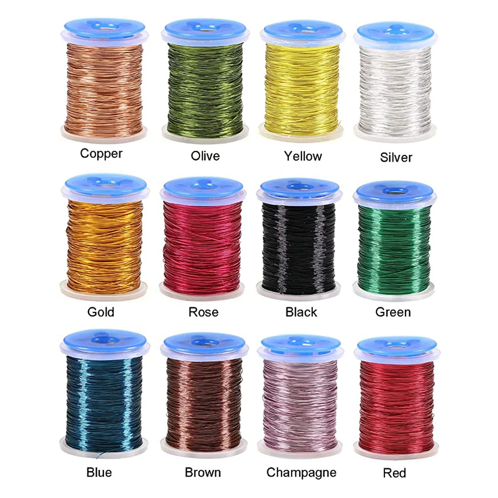 

0.2mm 26 Yards Fly Nymph Midge Scud Flies Weighted Lure Material Fly Tying Copper Wire Jewelry Line for Copper John 12 Colors
