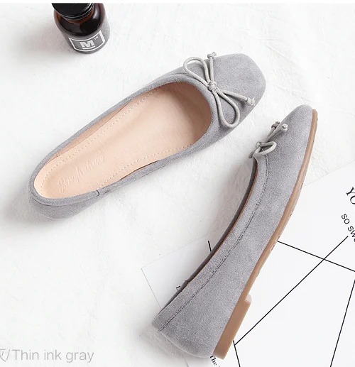 grey flock Женские лоферы на плоской подошве с квадратным носком, бантиком, в европейском и американском стиле, из микрофибры, большие размеры 34-45 балетки на плоской подошве, без шнуровки, красного цвета - Цвет: grey flock