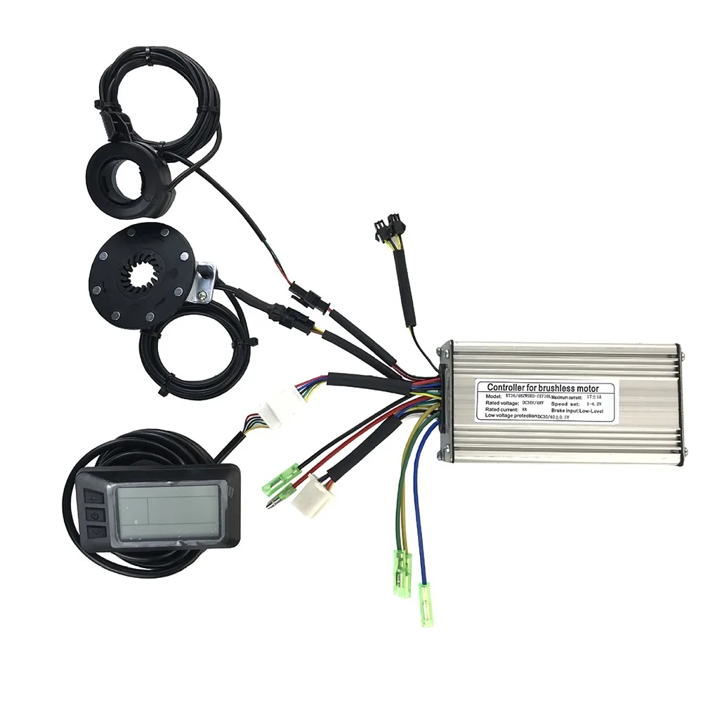 

Electric Bicycle KT 36V/48V 350W 17A SM Controller+LCD7U Display+Sensor+Thumb Throttle E-Bike Converter Adapter Connector Kit