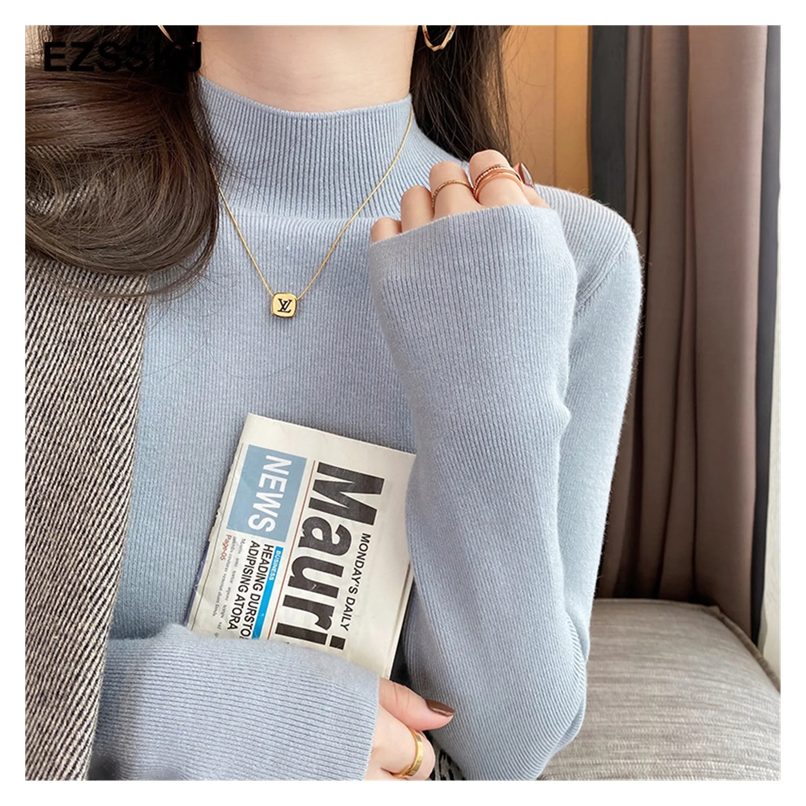 

2021NEW Basic Thick Loose Turtleneck Sweater Pullover Women Autumn winter Casual long Sleeve Sweater For women Female Chic