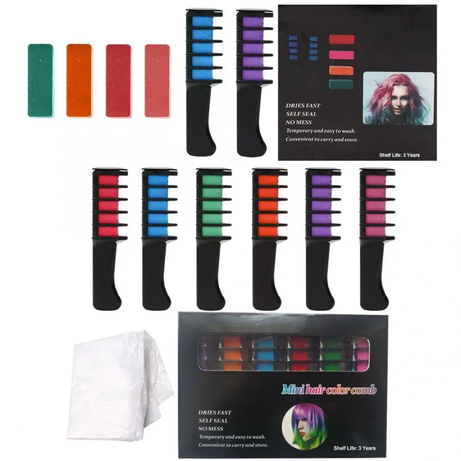 6 шт одноразовые волосы мелки для волос Расческа Краска Пастель окрашивание
