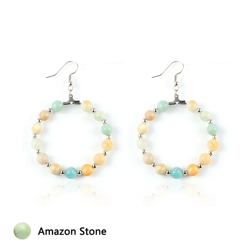 Женские Висячие серьги из натурального камня лабрадорита с клубничным