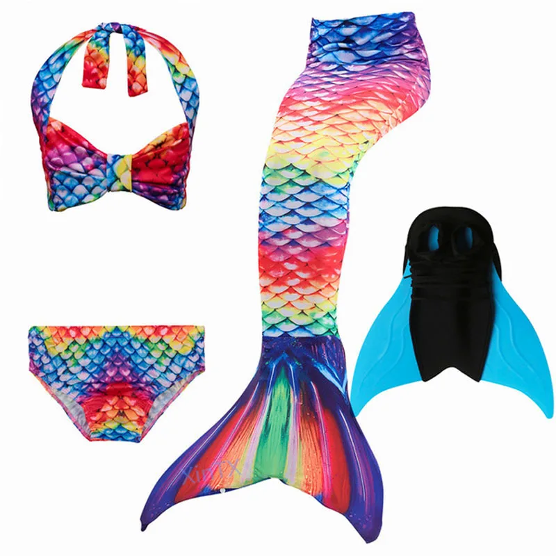 Детский купальный костюм Русалочки с моноластами для девочек комплект бикини