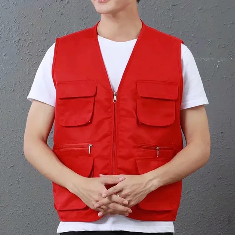 Жилет с несколькими карманами и логотипом повседневная одежда для мужчин женщин