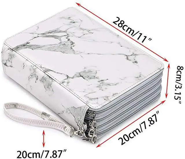 

200 Holes 4-Layer Zipper Marble Pencil Case for Office Back To School Portable Pencil Pouch Korean Stationery Kawaii Storage Bag