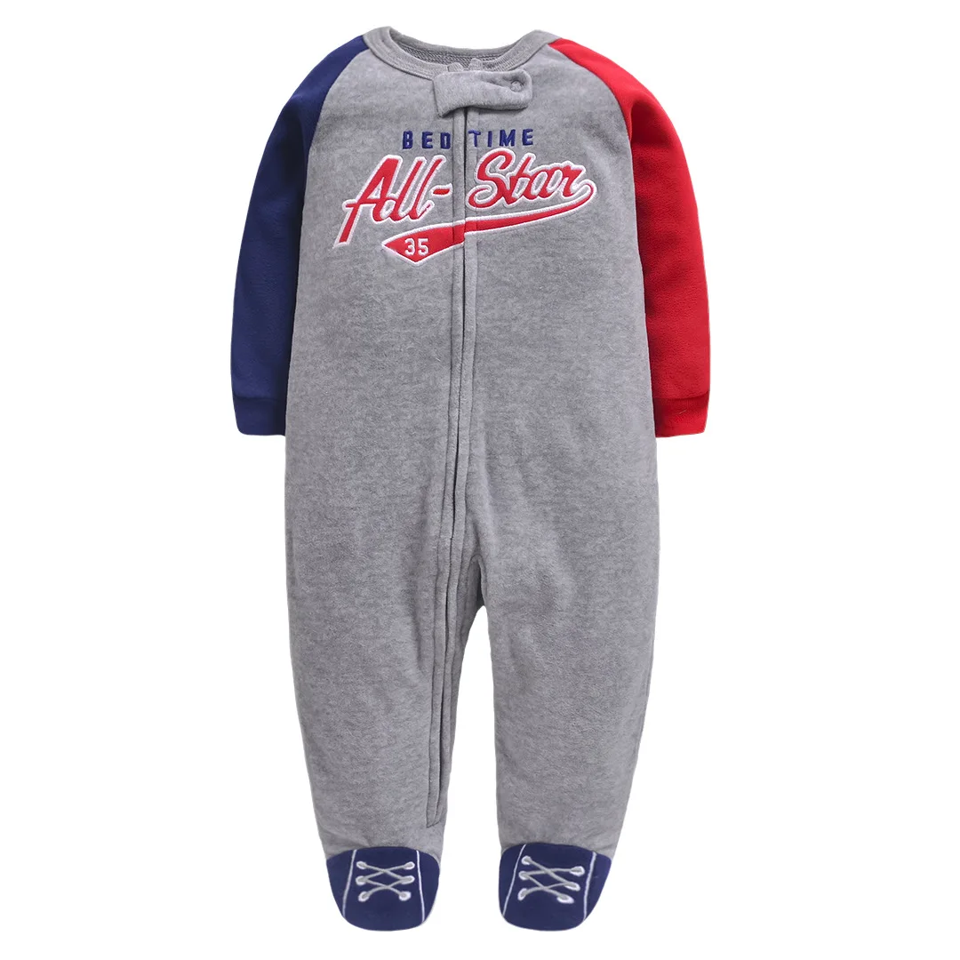 Детские пижамы на молнии зимние теплые одежда для малышей с изображением