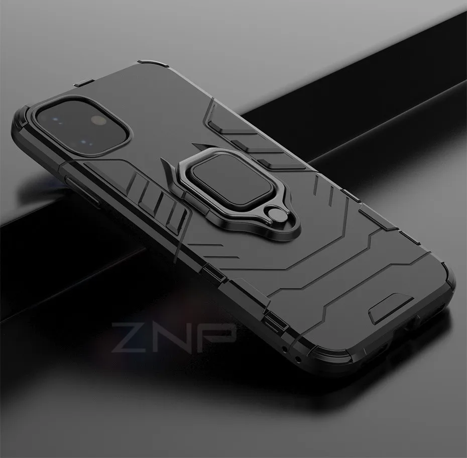 ZNP бронированный противоударный чехол подставка чехол для телефона для iPhone 6 6s 7 8 плюс держатель кольцо крышка чехол для iPhone 11 Pro XS Max XR X чехол s Shell