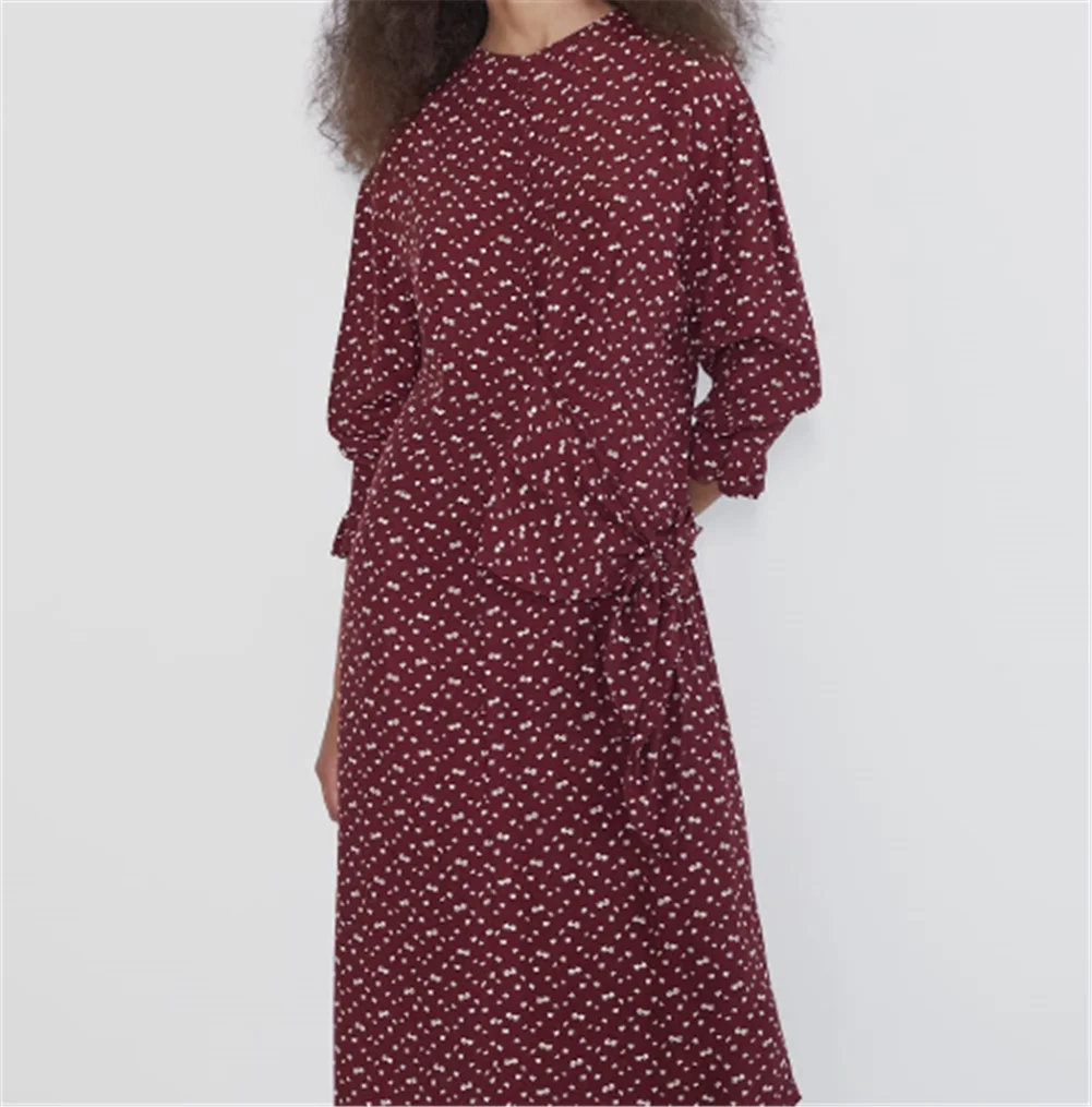 Boho ZA/Новинка летнее женское платье миди с принтом модное длинными рукавами и