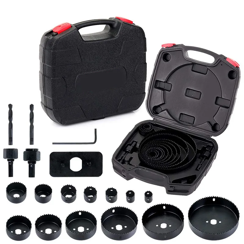 

Набор отверстий для пилы, 17 шт., с 13 лезвиями для пилы, 2 оправки и сверла, 1 установочная пластина, 1 шестигранный ключ, максимальный размер 6 дю...