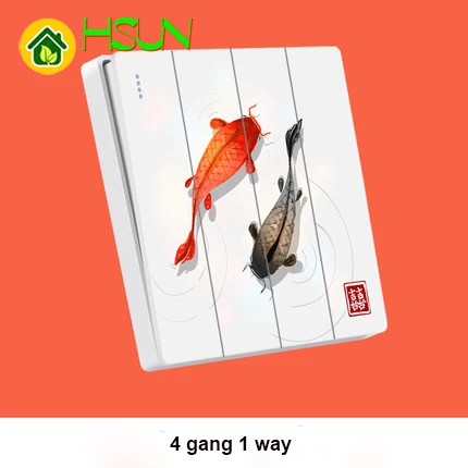 Тип 86 арт переключатель гнездо 1 2 3 4 банда 1 2 way gloden fish ividuality креативная декоративная панель ТВ компьютерная розетка - Цвет: 4gang 1way