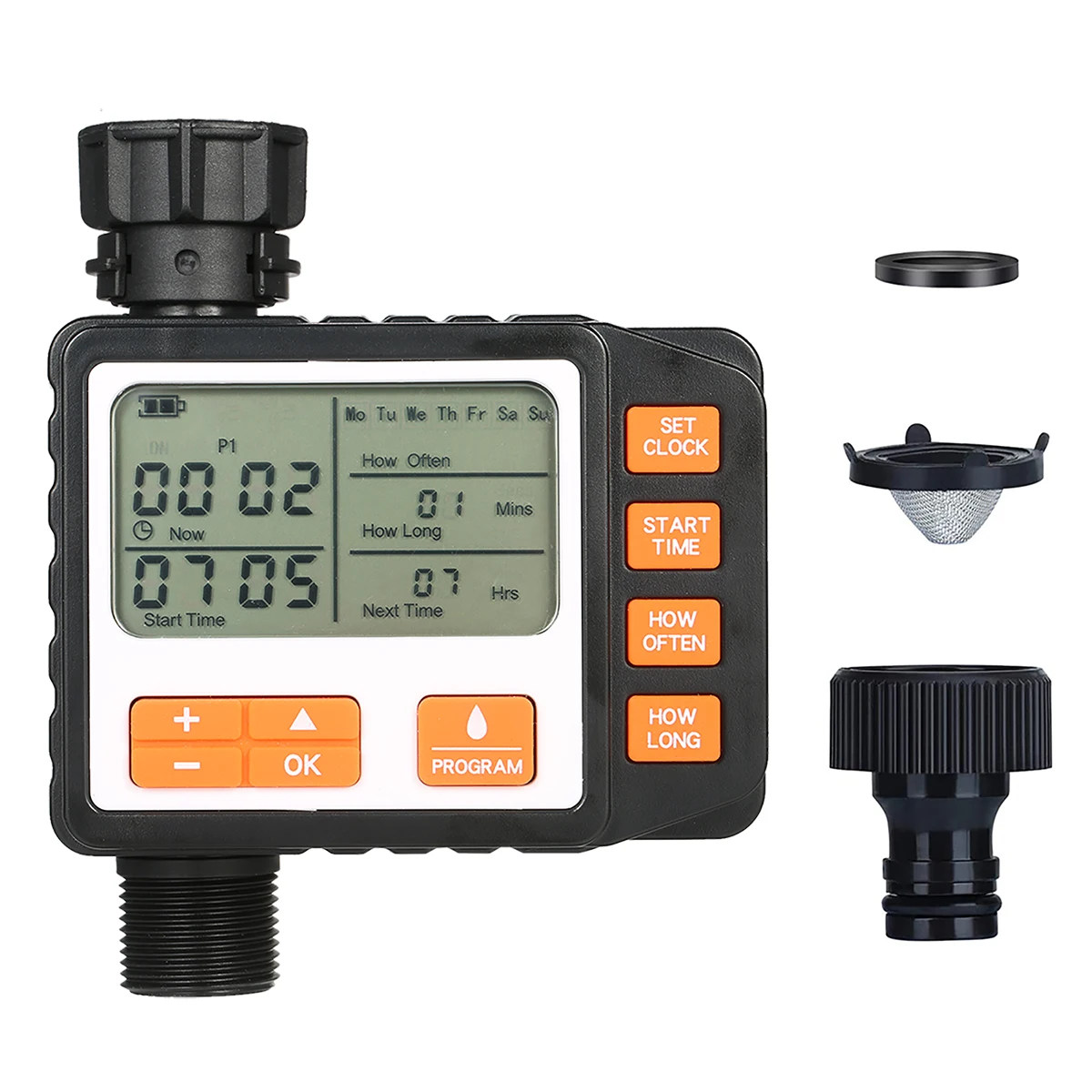 

3 Separate Programs Digital Water Timer 3in Large Screen IP65 Auto Manual Mode Hose Timer Sprinkler Timer Single Valve Faucet