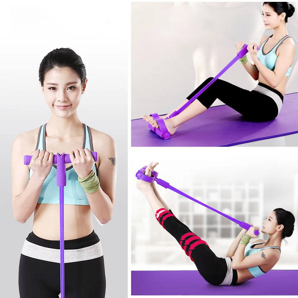 

Fashion 4 Resistance Elastic Pull Ropes Exerciser Power Belly Resistance Band Home Gym Sport Training Elastic Bands For Fitness
