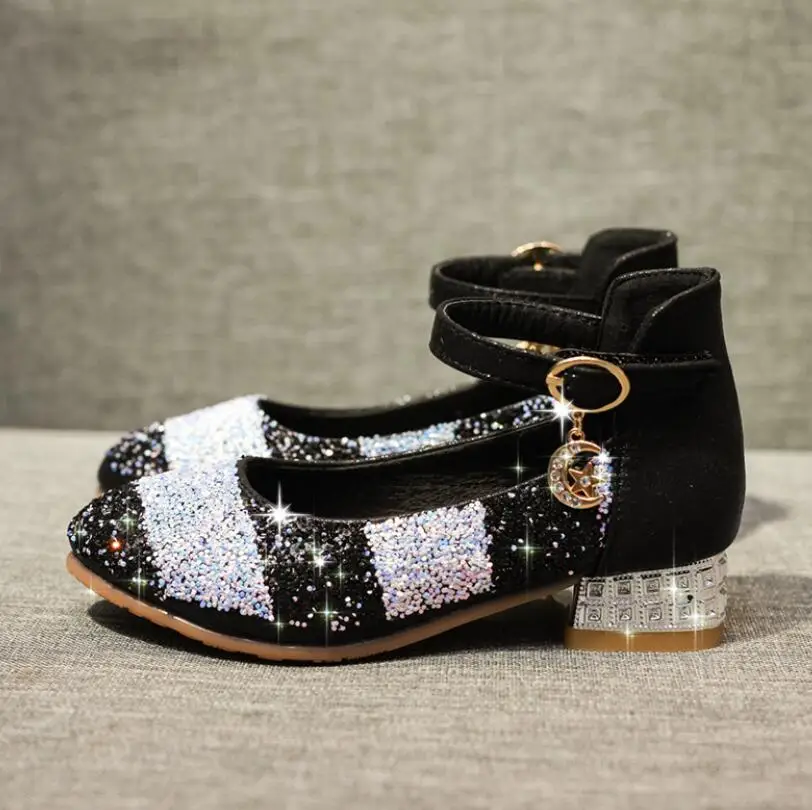 Детские сандалии принцессы кожаные туфли обувь для девочек детей блестящие