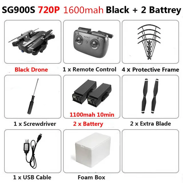 Black720P 2B1600mAh Квадрокоптер Профессиональный Дрон gps с камерой HD 1080P WiFi FPV Surround 20mins fly time широкоугольный пульт дистанционного управления вертолет - Цвет: Black720P 2B1600mAh