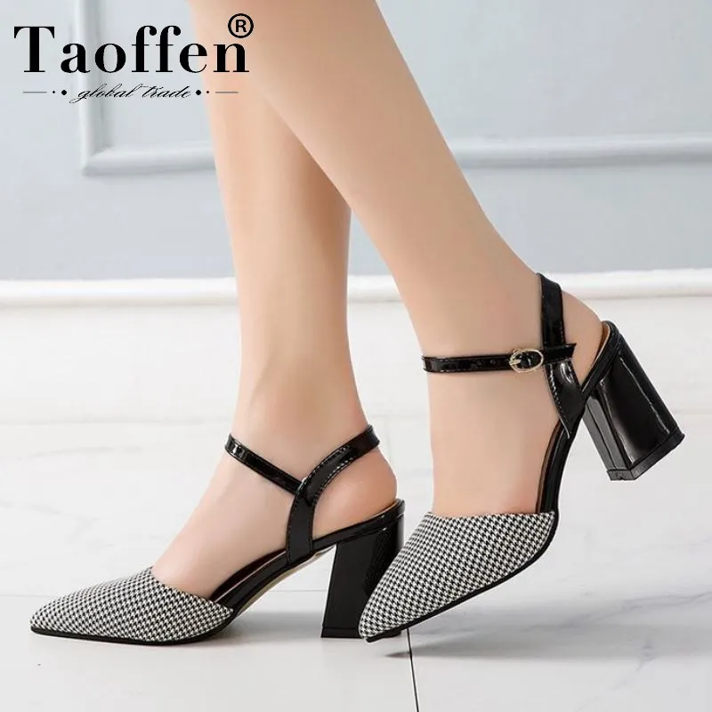 Taoffen/женские сандалии для вечеринок клетчатая Офисная Женская Летняя обувь из