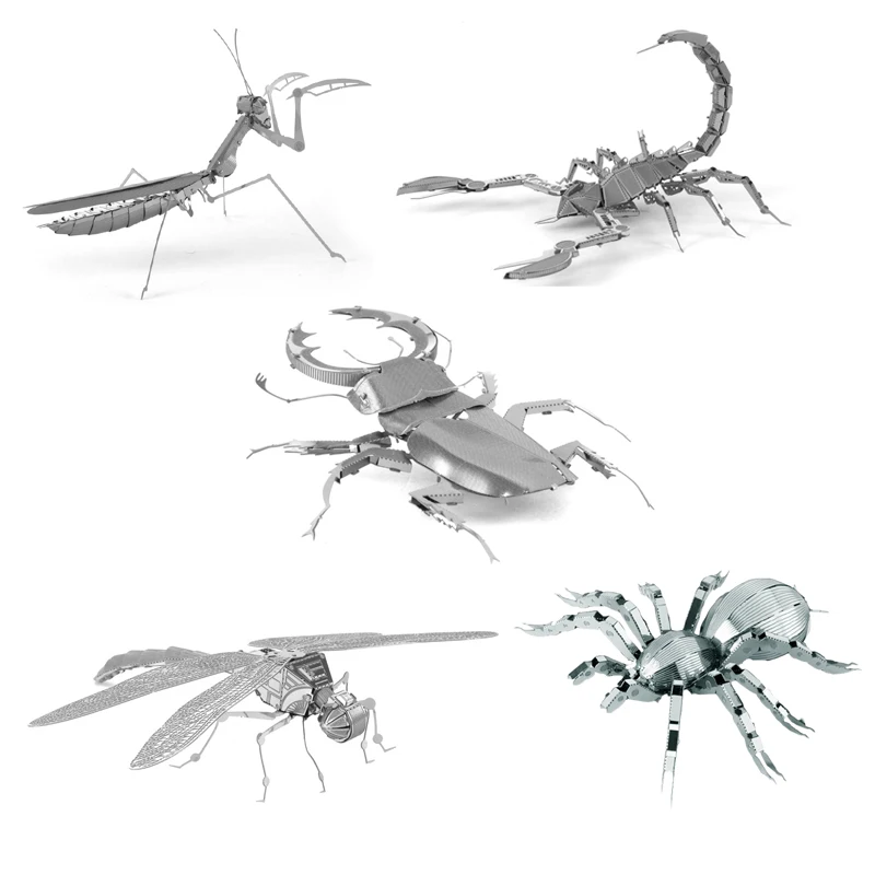 

3D Metal Puzzle insect Dragonfly Praying Mantis Scorpion Tarantula model KITS Assemble Jigsaw Puzzle Gift Toys For Children