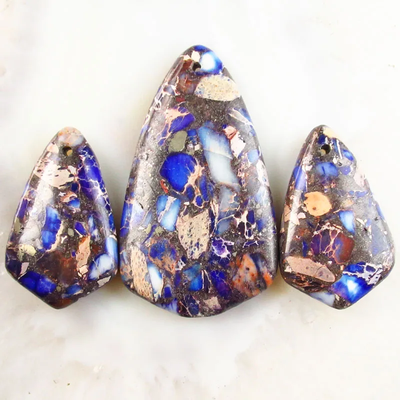 Великолепная интригующая Мода 3 шт. голубой морской осадок Jaspers & Pyrite