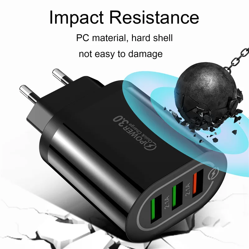 USLION 3 портовое быстрое зарядное устройство QC 0 USB универсальный мобильный телефон