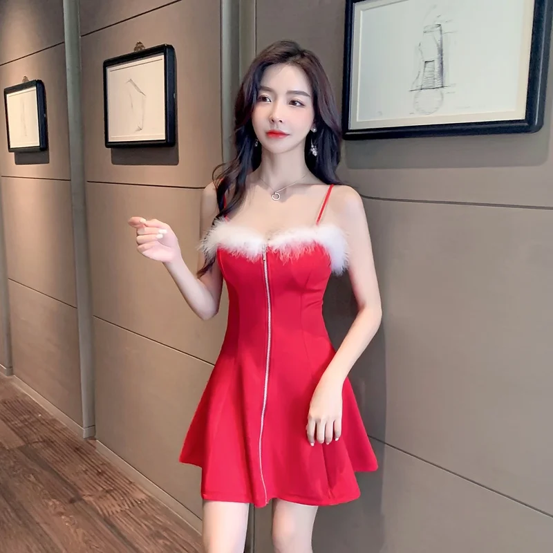 

Пикантная плюшевая юбка на молнии с V-образным вырезом на бретелях, вечернее платье, женская Праздничная юбка А-силуэта с якорем