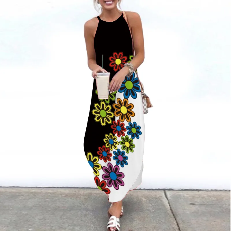 

2021 Women's new summer long dress plus size casual sexy short sleeve sleeveless dress O-neck party dress Beach dress dresses