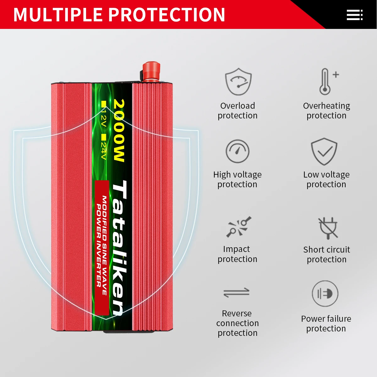 $166.00 Inverter 12v 220v 600w 2000w 2000w 2600w with voltage display for household trams