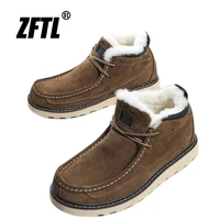 zftl mens winter warm wool snow boots martins boots men bread shoes thick casual mens cotton boots male non slip lace up boots