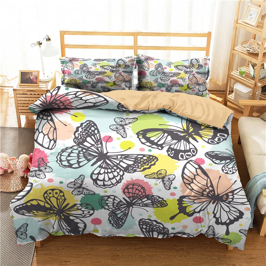 

Комплект постельного белья с 3D принтом, пододеяльник, Комплект постельного белья с бабочкой, домашний текстиль для взрослых, постельное бел...