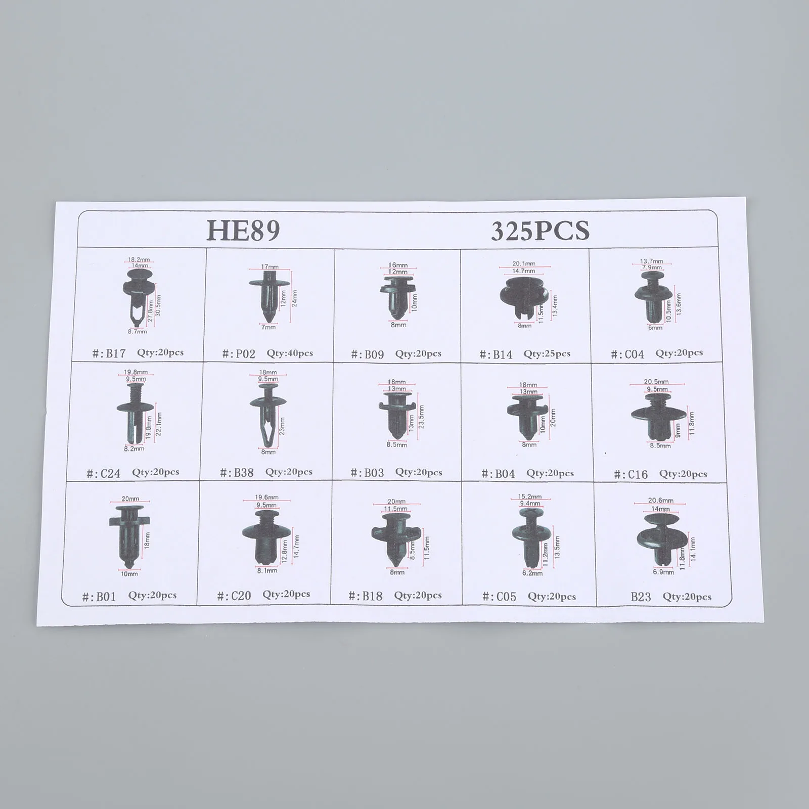 12 видов 325 шт. разнообразные автомобильные крепежи фиксаторы для бампера
