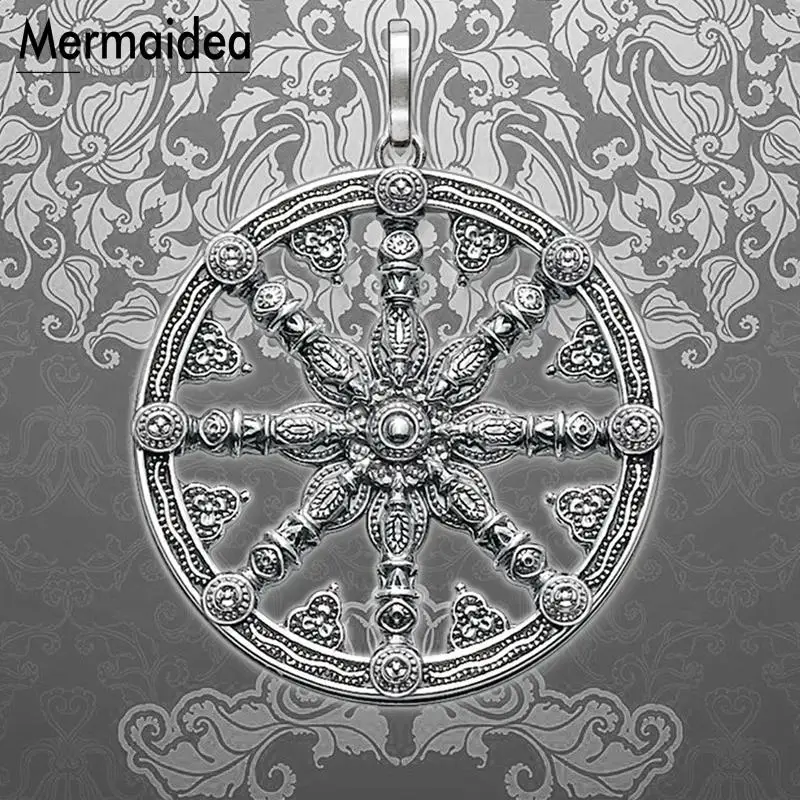 Кулоны с Кармой колесом модные ювелирные изделия посеребренные черные в